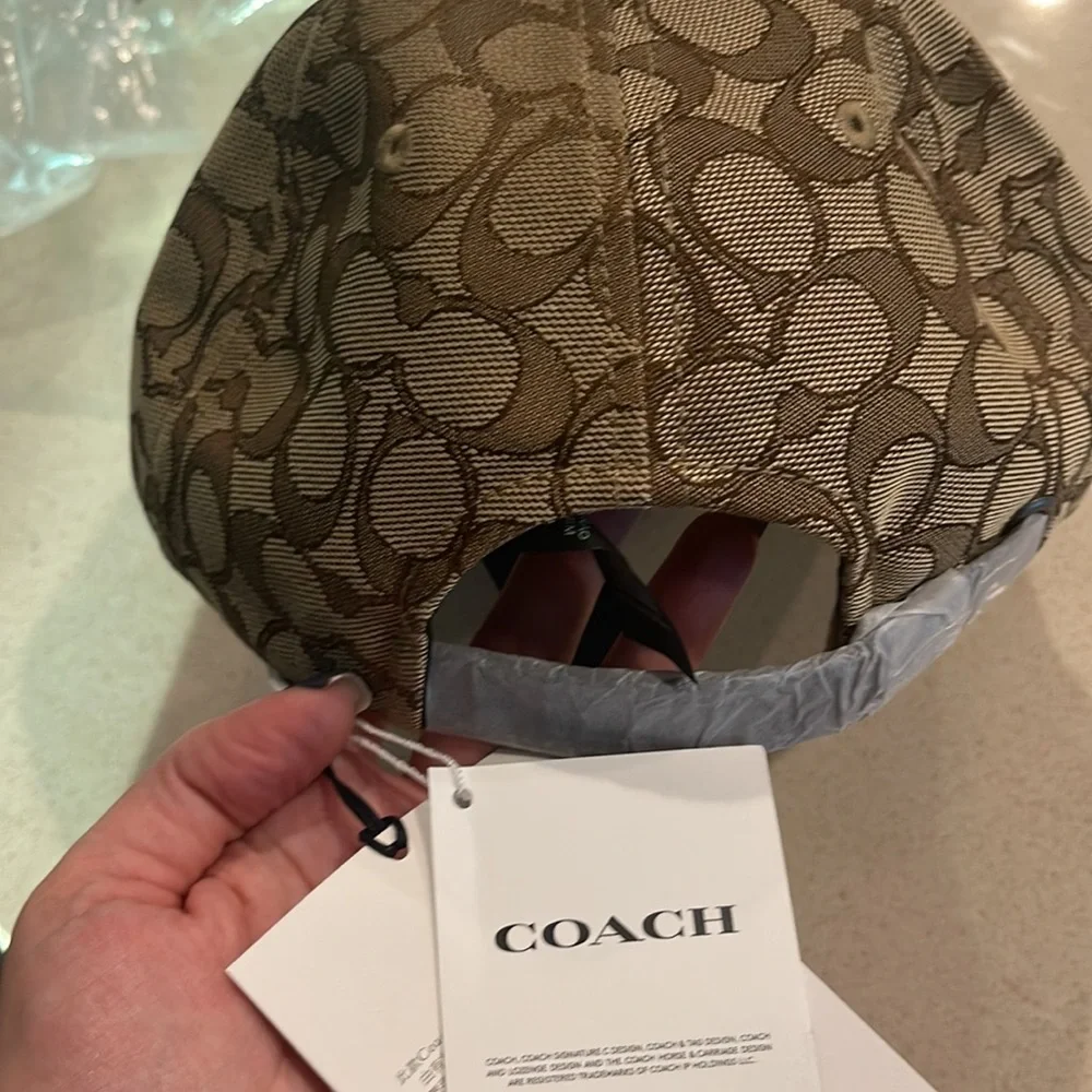 New COACH Signature Jacquard Baseball Hat Khaki Brown sale Authentic hat - Picture 5 of 13